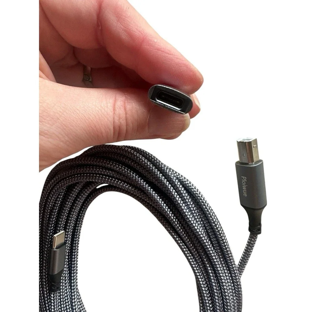 Ploiwue USB B to USB C Printer usb A adapter Midi Cable  Braided Gray 5 meters